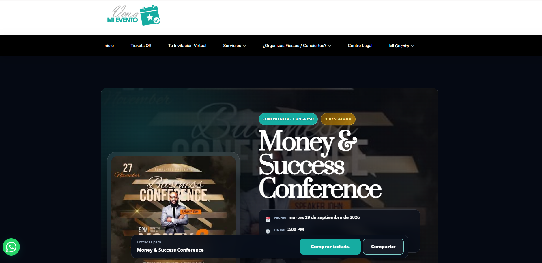 Dashboard Ven A Mi Evento